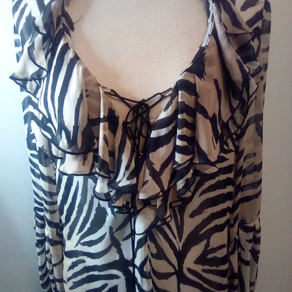 H & M Black and Tan Zebra Print Blouse. Size 10. - Picture 2 of 8